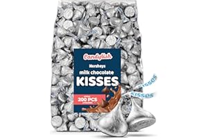CANDYLISH Kisses Milk Chocolate, Classic Silver Wraps, 2 Pound Bag (Approx. 200 Pieces) - Perfect for Gifts, Parties, and Special Occasions