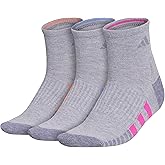 adidas womens Cushioned Quarter Ankle Socks (3 Pairs) Durable & Comfortable