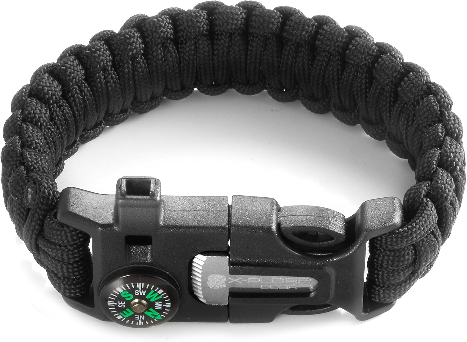 X-Plore Gear Emergency Paracord Bracelets | Set of 2| The Ultimate Tactical Survival Gear| Flint Fire Starter, Whistle, Compass & Scraper | Best Wilderness Survival-Kit - Black(R)/Blue(R) : Sports & Outdoors