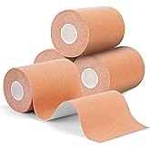 WGXX 4 Rolls Kinesiology Tape, 4 in x 5.5 yd Athletic Tape kt Strips Waterproof Muscle Support Elastic Adhesive Sport Tape for Pain Relief Joints Knee Ankle Shoulder Wrist, Beige