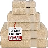 Cotton Paradise 6 Piece Towel Set, 100% Cotton Soft Absorbent Turkish Towels for Bathroom, 2 Bath Towels 2 Hand Towels 2 Washcloths, Beige Towel Set