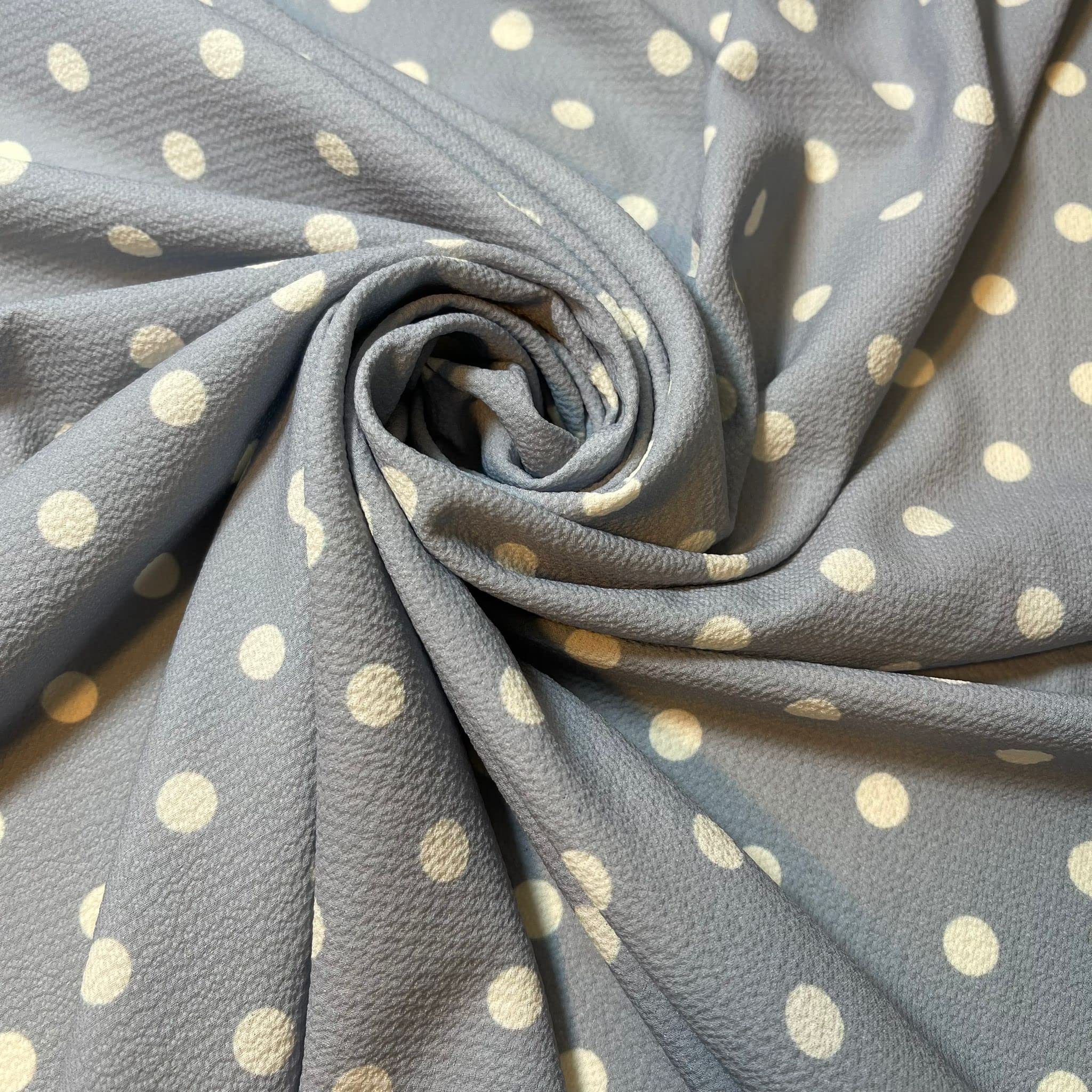 Polka Dot Collection Silky Crepe Fabric Sewing Craft Spots 58" (Pre Cut 1 Meter) (Duck Egg)