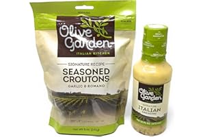 Olive Gardens Signature Italian Salad Dressing and Seasoned Croutons - Bundle