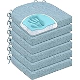 HOMELYSIAN Chair Cushions for Dining Chairs, Non Slip Chair Pads with Ties and Covers, Memory Foam Kitchen Chair Cushions Set of 6, 16"X16"X2.5", Light Blue