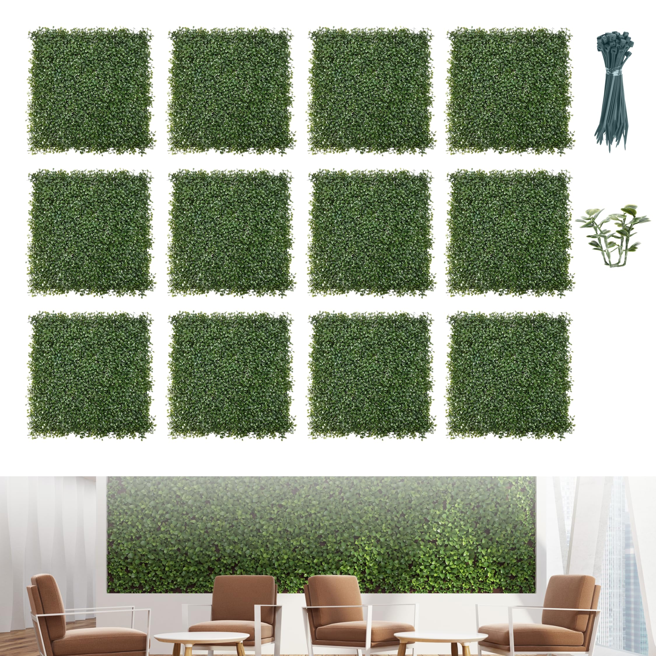Flybold 12 Pack Grass Wall Panels, 20x20 in - Artificial Grass Wall ...