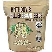 Anthony's Organic Hulled Sesame Seeds, 2 lb, White, Raw, Gluten Free, Non GMO, Keto Friendly