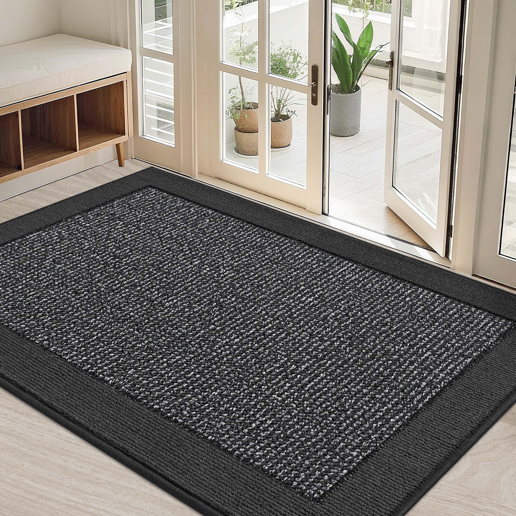 Photo 1 of BEQHAUSE Indoor Door Mat 32" x 48", Dirt Trapper Door Mats Non-Slip Entryway Rugs Washable, Resist Dirt Absorbent Welcome Mat, Low Profile Floor Mats for Front Back Door and Entryway, Charcoal