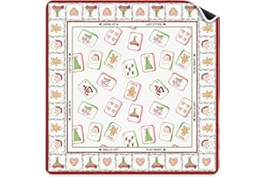 VIIJJUE Chinoiserie Christmas Mahjong Mat 31.5 x 31.5 in, Grandmillennial Red Green Christmas Mahjong Mat for Table, Non-Slip Noise Reduction Game Table Cover for Card Poker Dominoes Dice Board Games