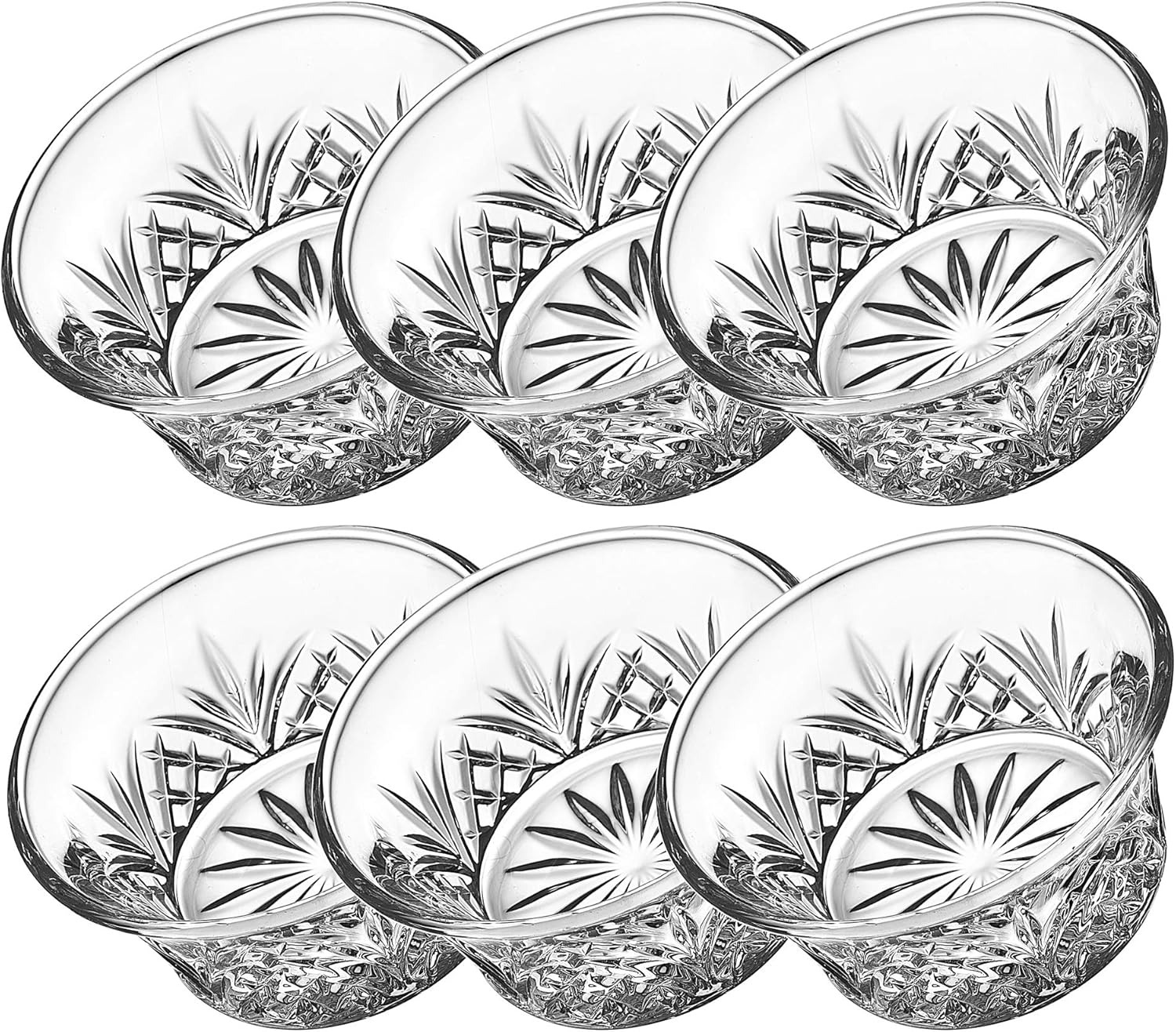 Godinger Bowl Set - Crystal Mini Prep, Dip, Dessert, Bar Snack Dish Bowls - 2oz, Set of 6: Kitchen & Dining