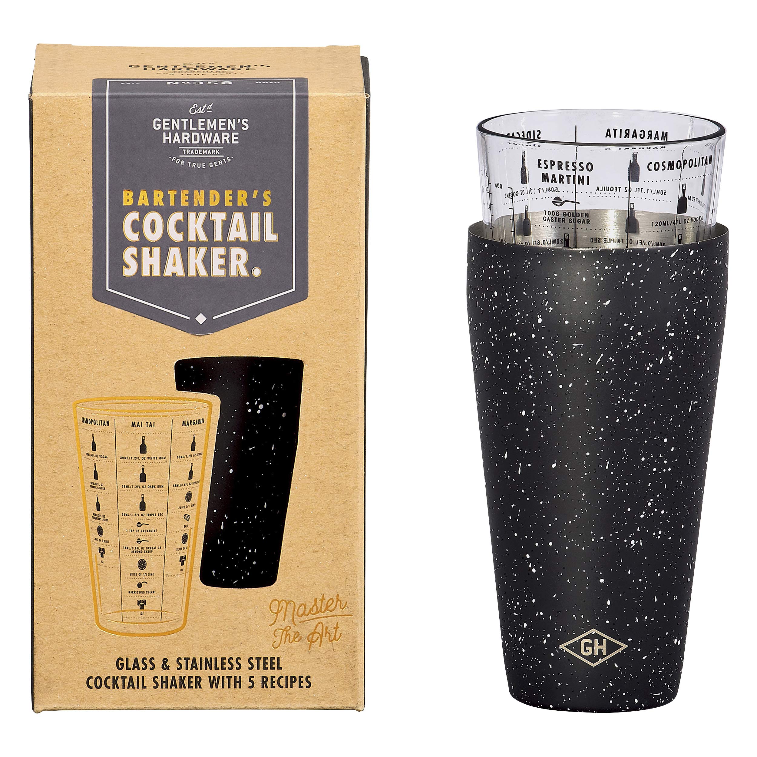 Gentlemen's Hardware GEN358 Bartender's Cocktail Shaker, 18/8 Stainless Steel