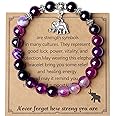 MAIBAOTA Elephant Gifts for Women, Elephant Bracelet, Motivational Get Well Soon Gifts for Women, Strength Bracelets for Women, Anxiety Bracelet, 8 mm Stretch Natural Stone Beaded Bracelets