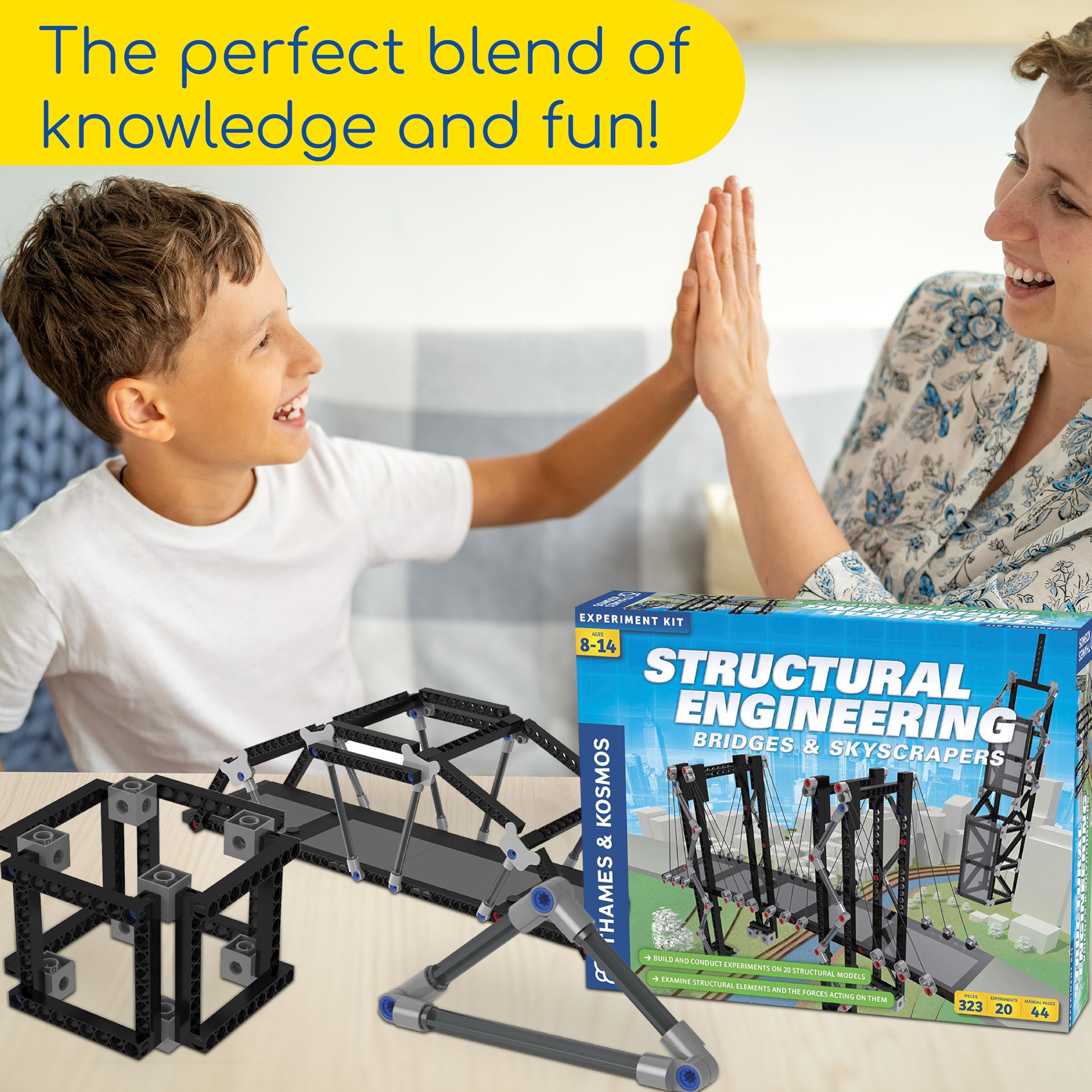 Thames & Kosmos Structural Engineering: Bridges & Skyscrapers | Science & Engineering Kit | Build 20 Models | Learn about Force, Load, Compression, Tension | Parents' Choice Gold Award Winner, Blue