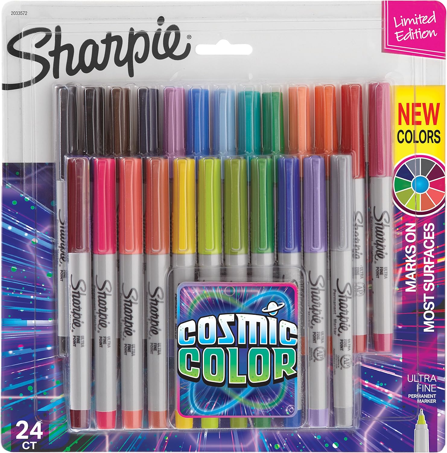 Sharpie Permanent Markers, Ultra Fine Point, Cosmic Color, Limited Edition, 24 Count