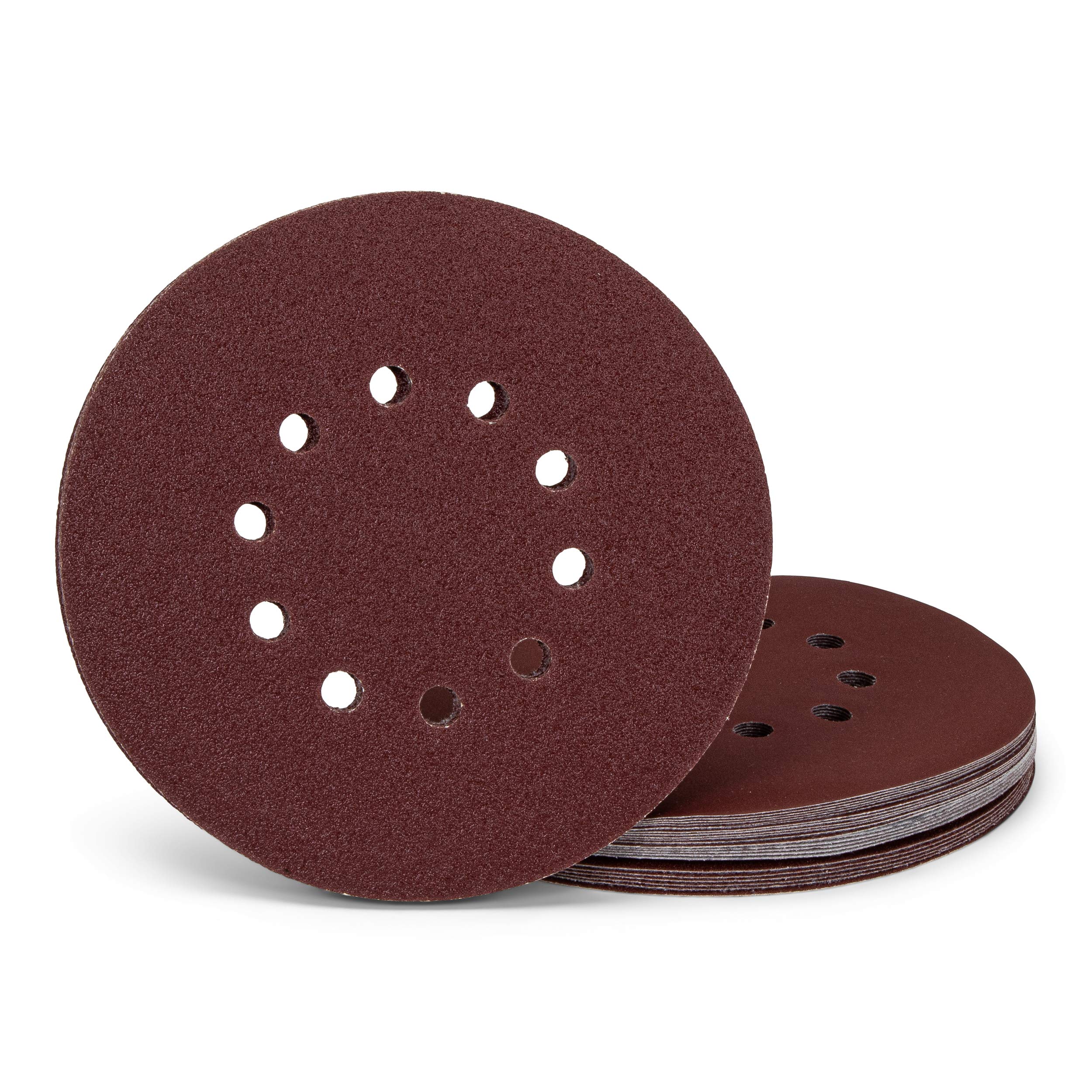Professional Sanding Discs – 30 Pcs Ø 225 mm 10-Hole Mixpack (40/60/80/120/180/240 Grit) for Long-Neck Grinders Abrasive Paper Pads by FD-Workstuff
