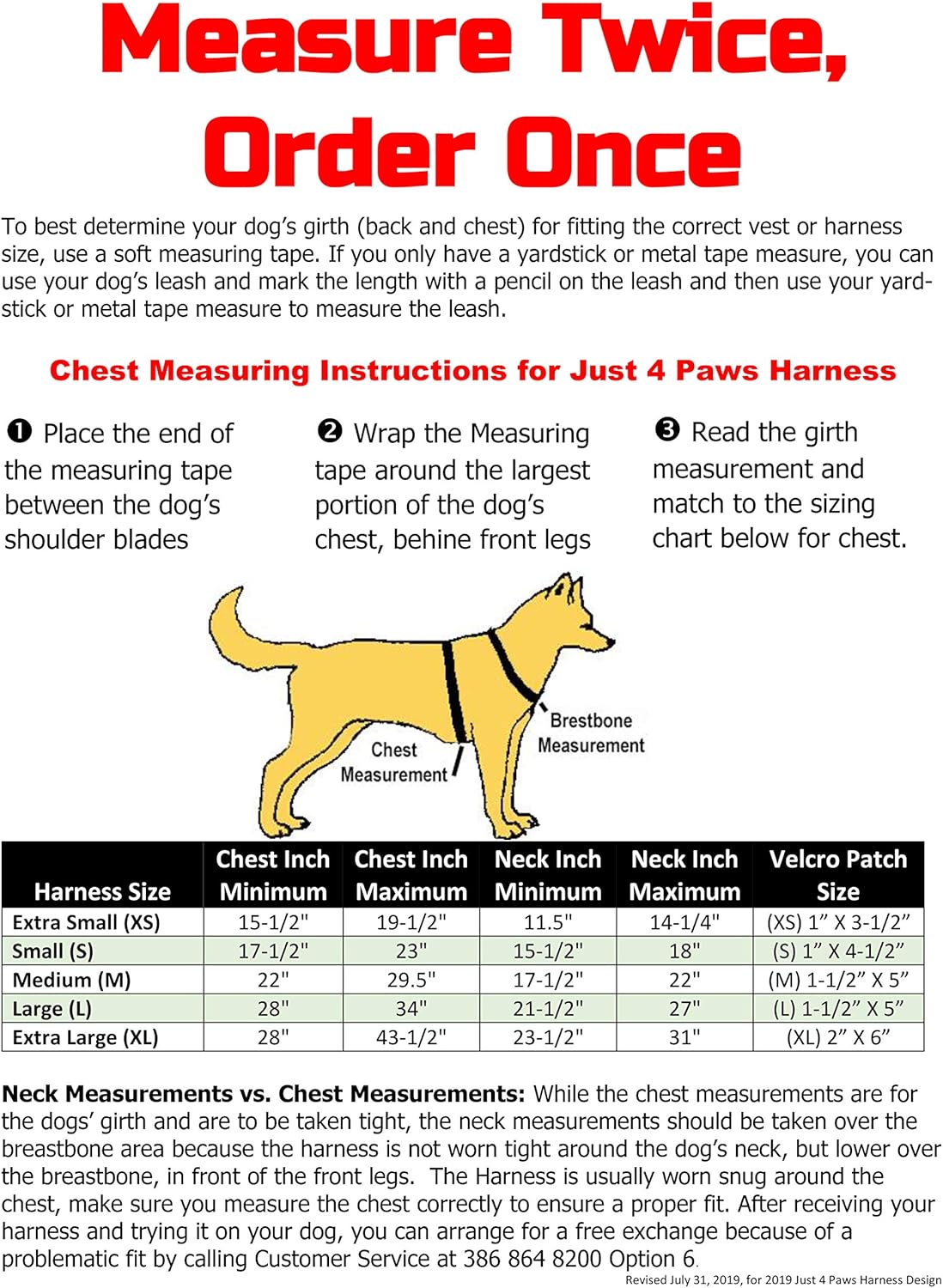 julius k9 harness size chart
