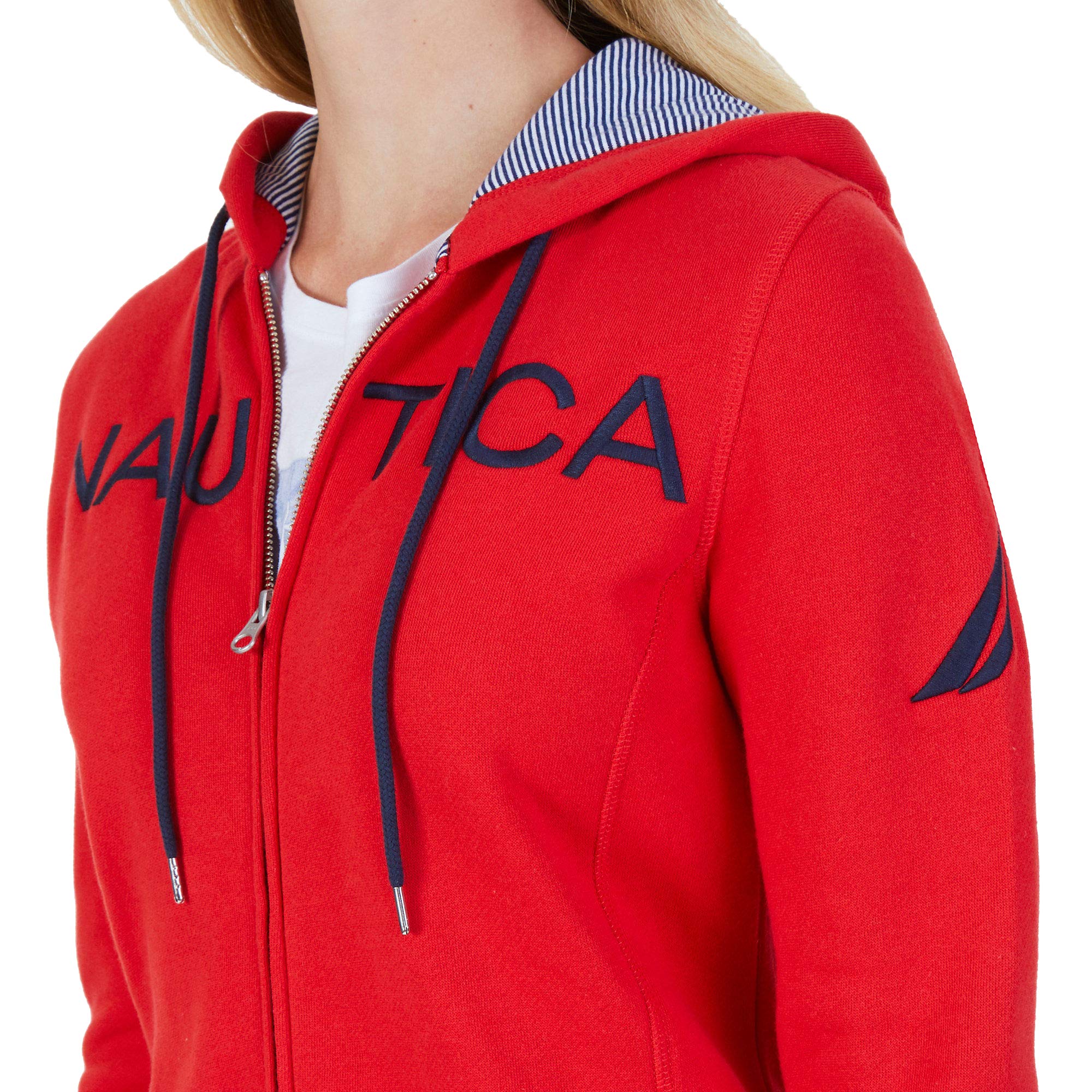 Nautica Women's Signature Logo Full Zip Hoodie Sweatshirt Jacket Nautical Fashions