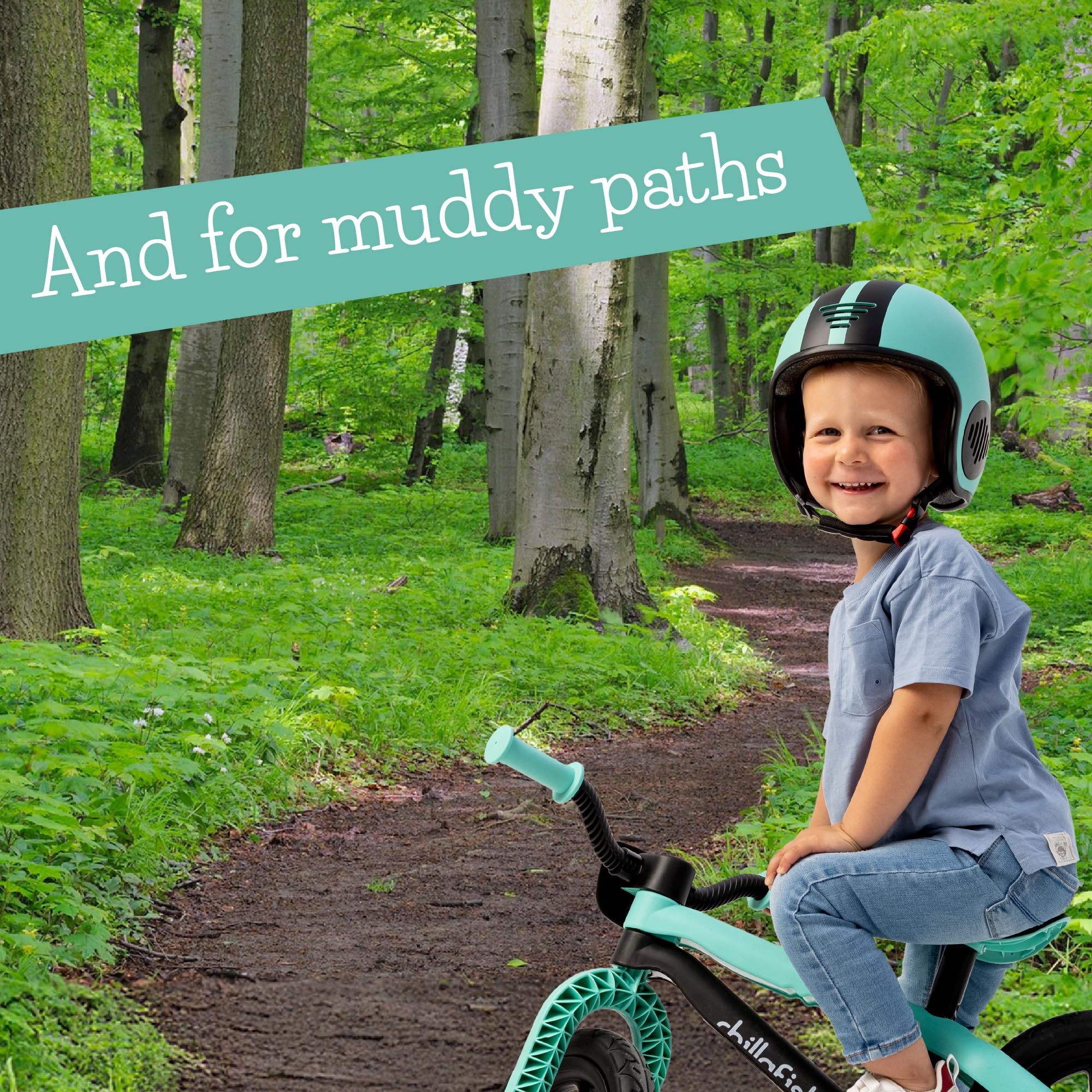 Chillafish Bmxie² Lightweight Balance Bike with Integrated Footrest and Footbrake for Kids Ages 2 to 5 Years, 12-inch Airless Rubberskin Tires, Adjustable Seat Without Tools, Minth