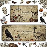 Timgle 2 Pcs Halloween Rugs Witch Skeleton Pumpkin Rug Happy Halloween Kitchen Bathroom Rugs Gothic Rug Floor Mat for Halloween Home Bathroom Decor, 17 x 29 Inch, 17 x 47 Inch(Retro Style)