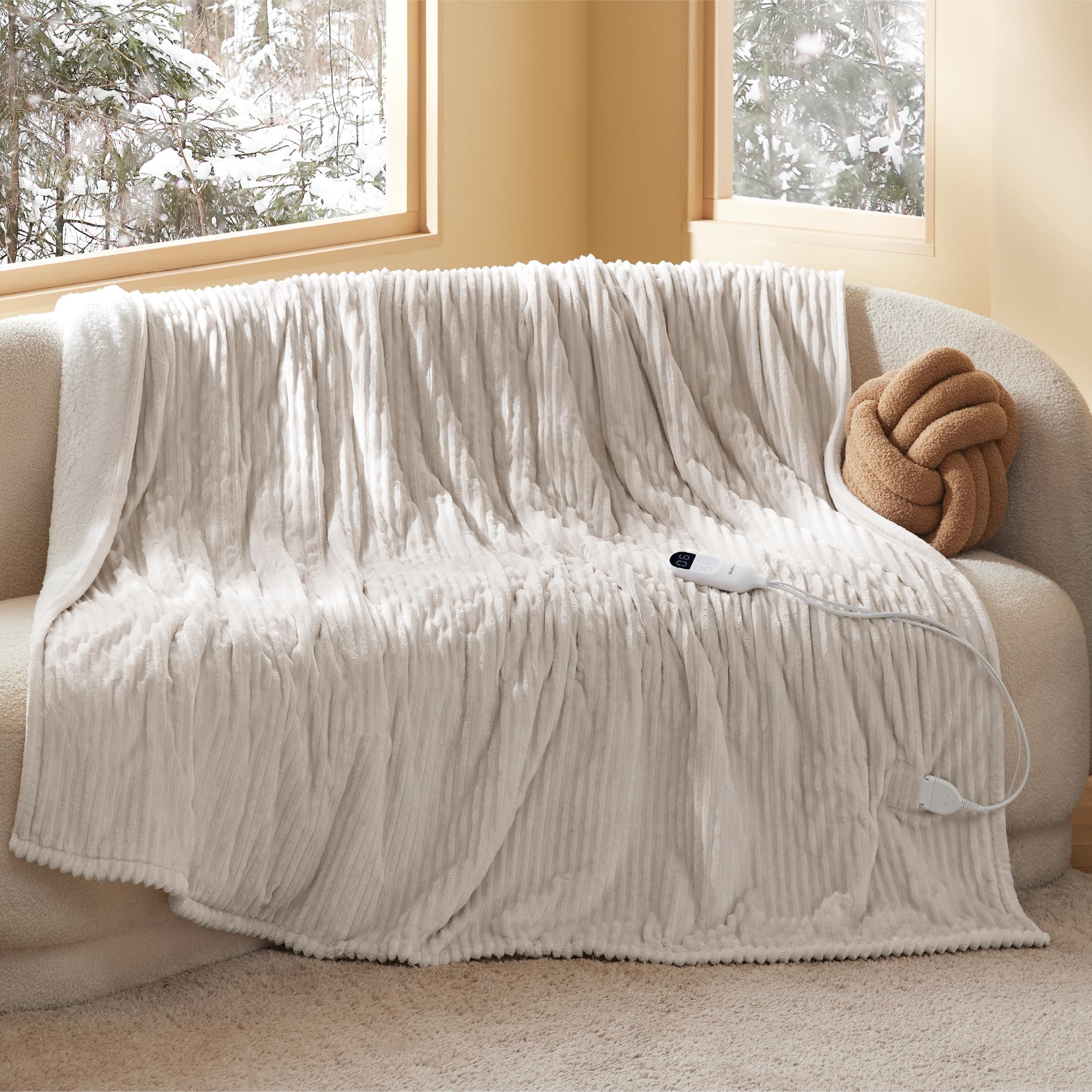 Photo 1 of Bedsure GentleSoft Electric Blanket Full Size - Soft Ribbed Flannel Heated Blanket with 6 Heat Settings, Heating with 10 Time Settings, 8 hrs Timer Auto Shut Off, Gifts for Grandma (72"x84", Cream)