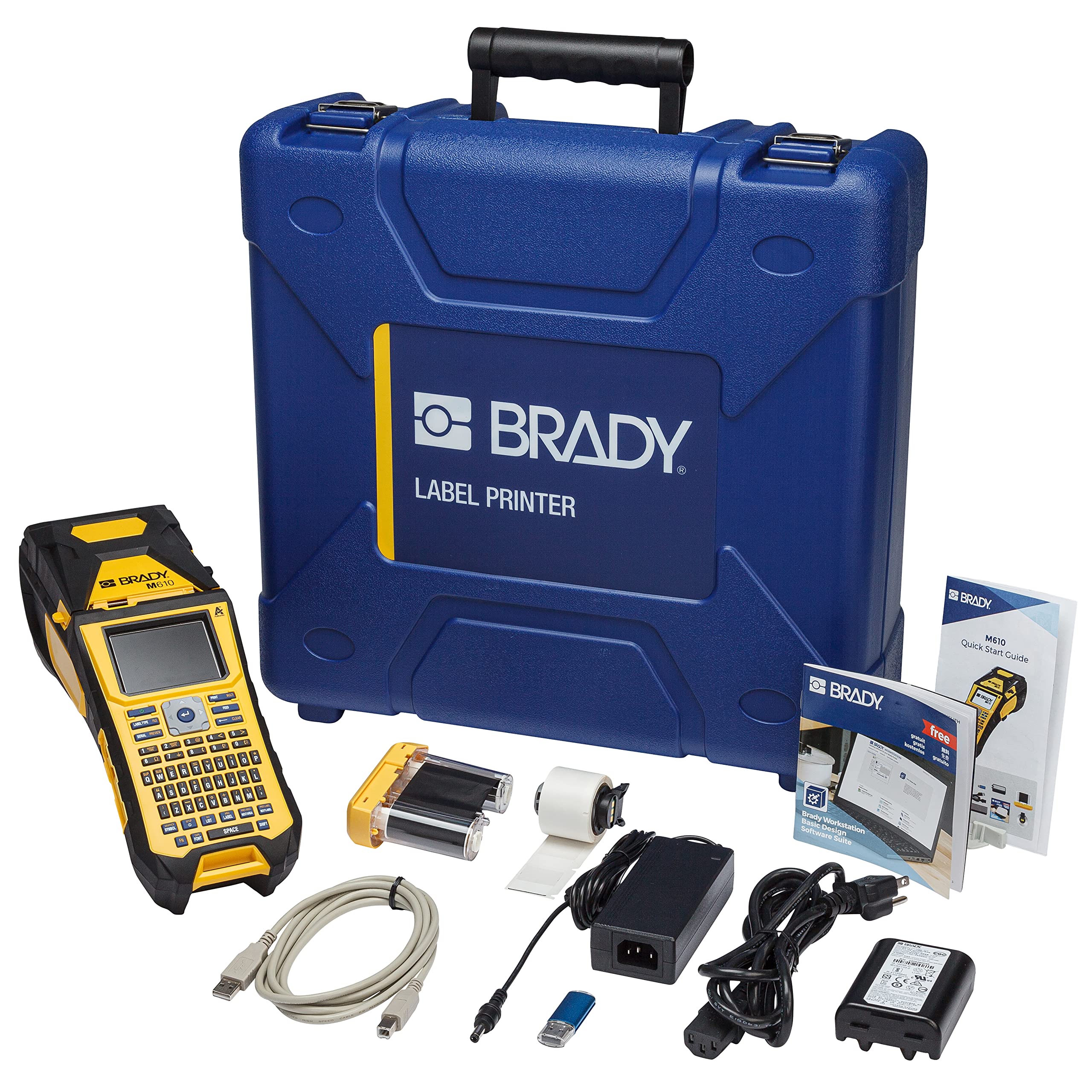 Photo 1 of ***FACTORY SEALED**OPENED FOR INSPECTION ONLY ***STOCK PHOTO REFERENCE ONLY****Brady M610 Bluetooth Handheld Label Maker with Hard Case (M610-B-KIT). Durability Meets The widest Range of Data Entry Options. Replaces BMP61-W,Yellow/ Gray
