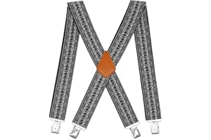 Doloise Men's Suspenders X Back 2 Inches Wide with Extra Heavy Clips Adjustable Braces for Men Suspender