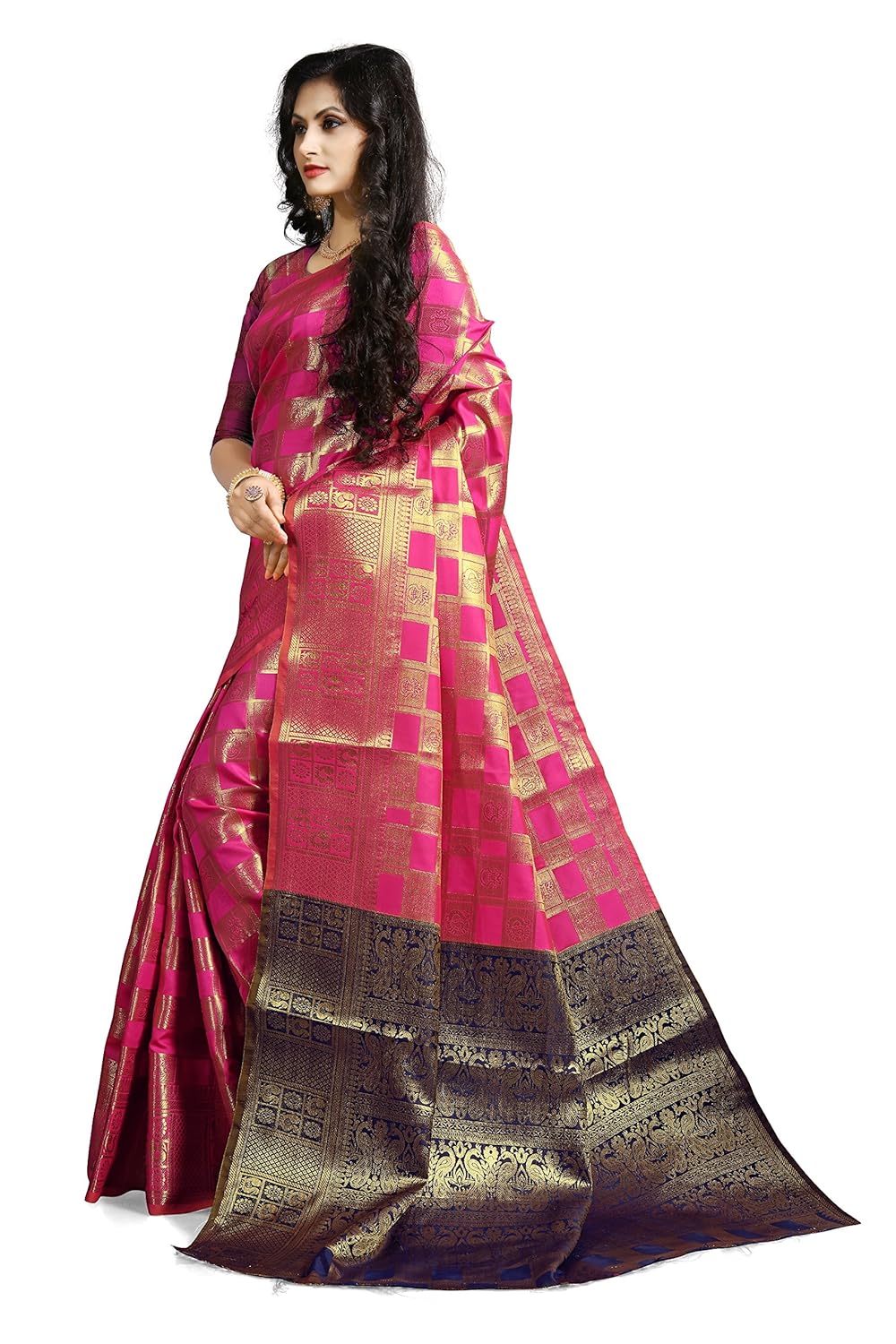 ruchika fashion women's kanjivaram silk saree with blouse piece material