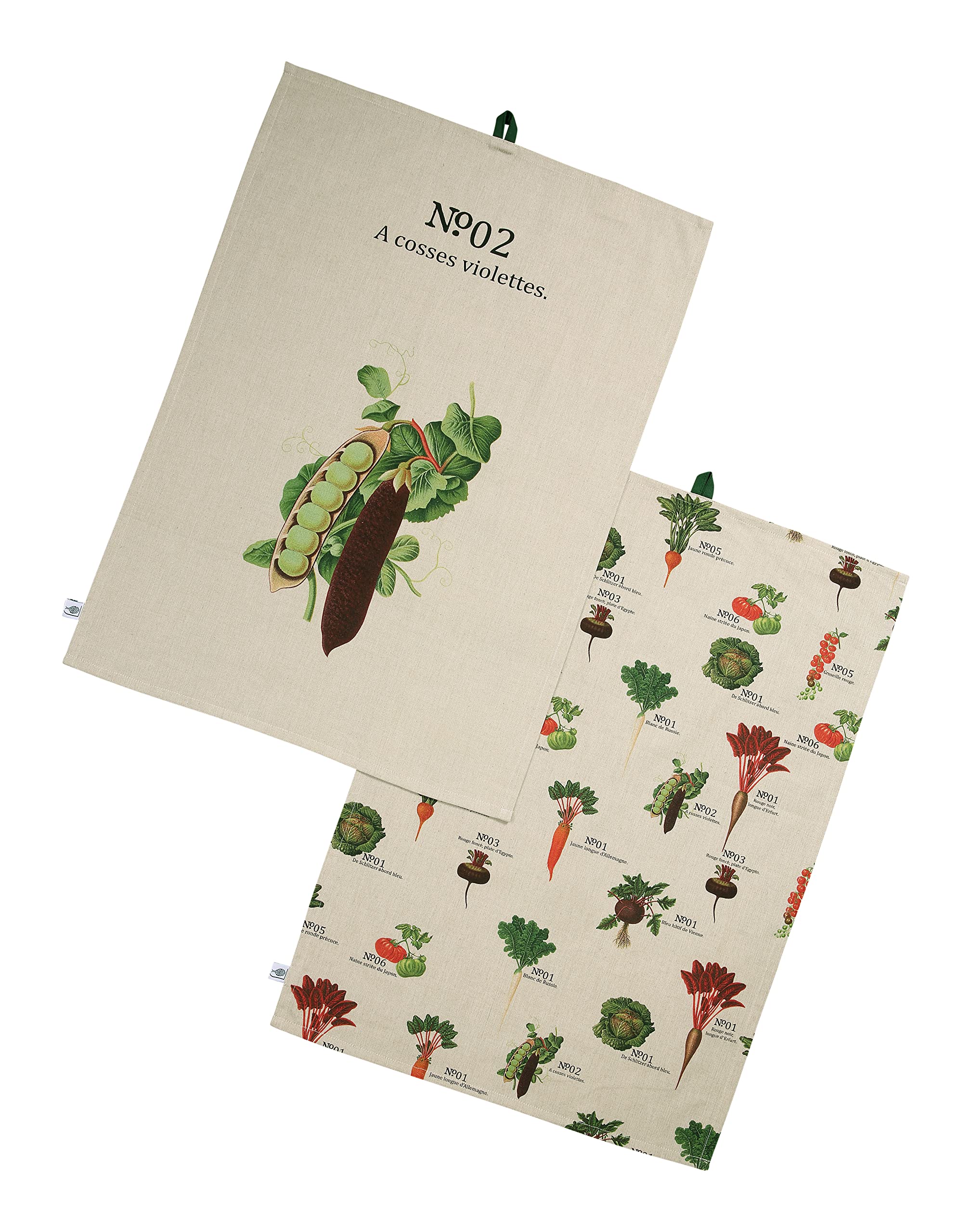 Dexam RHS Benary Vegetables Set of 2 Tea Towels, Stone