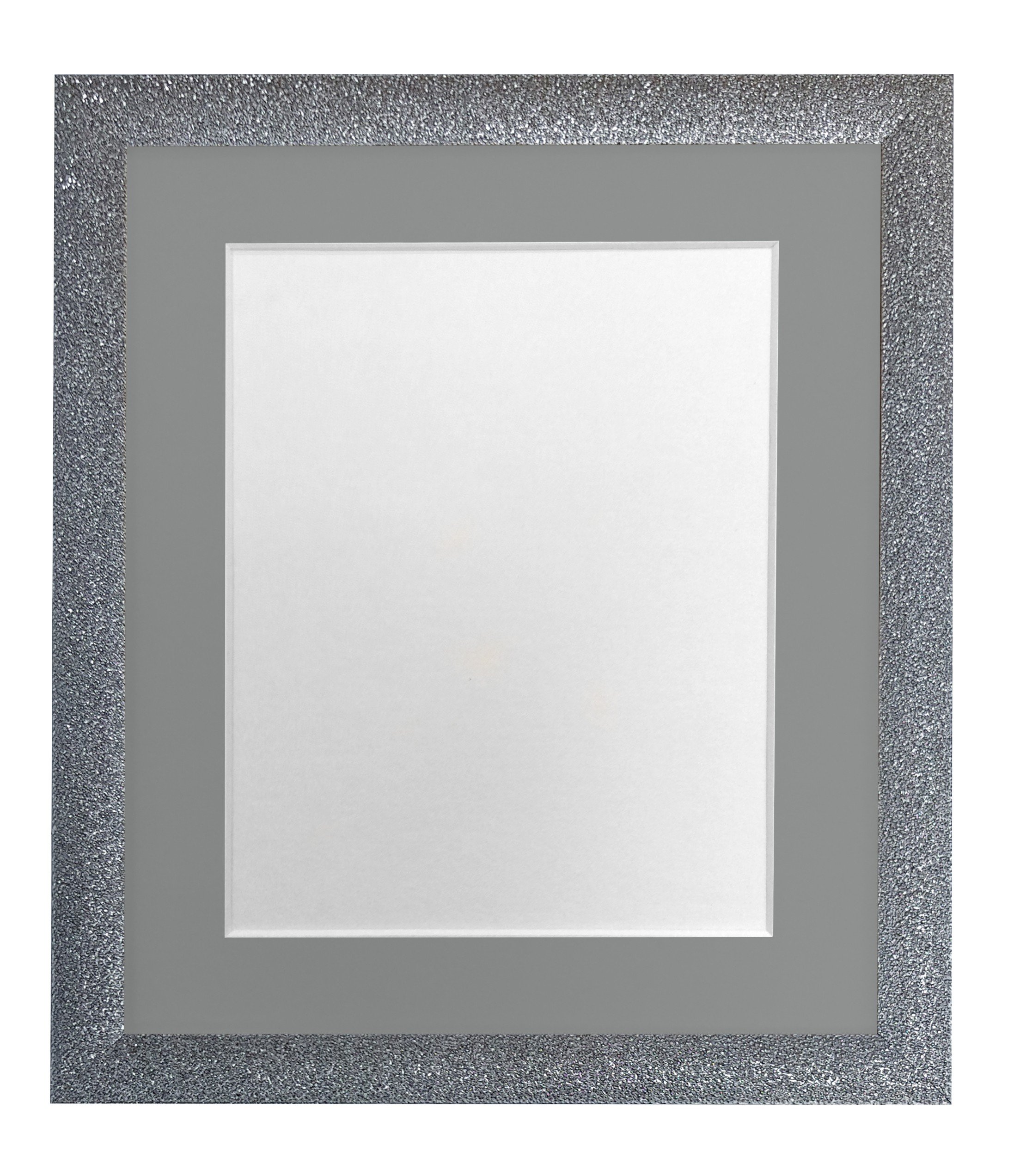 FRAMES BY POST Gunmetal Picture Photo Frame with Dark Grey Mount 12 x 10 Image size 9 x 7 Inch Plastic Glass