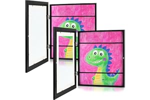 Zenacolor [2-pack] Kids Artwork Frames Changeable - Front-Opening to Display & Store 100 pcs - Set of 2 Kids Art Frame Includes Wall Hooks & Stand - 10"x12.5" - Black