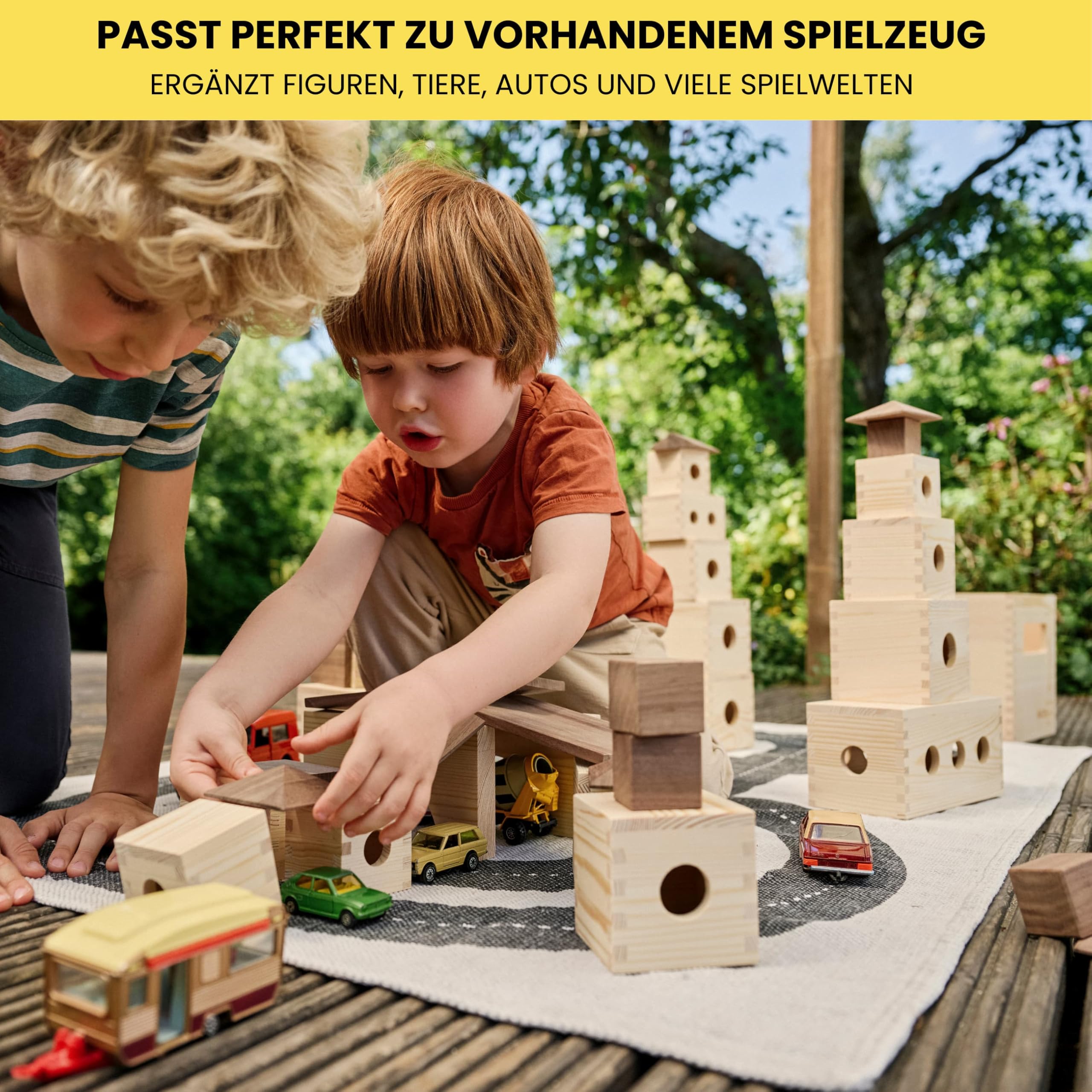 MATZBOX Montessori Kreativspielzeug aus Holzbausteinen – ausgezeichnetes Premium Spielzeug von 1 bis 7 Jahren – vielseitige Bauklötze & Boxen für freies, langanhaltendes Spielen, nachhaltiges Geschenk 3