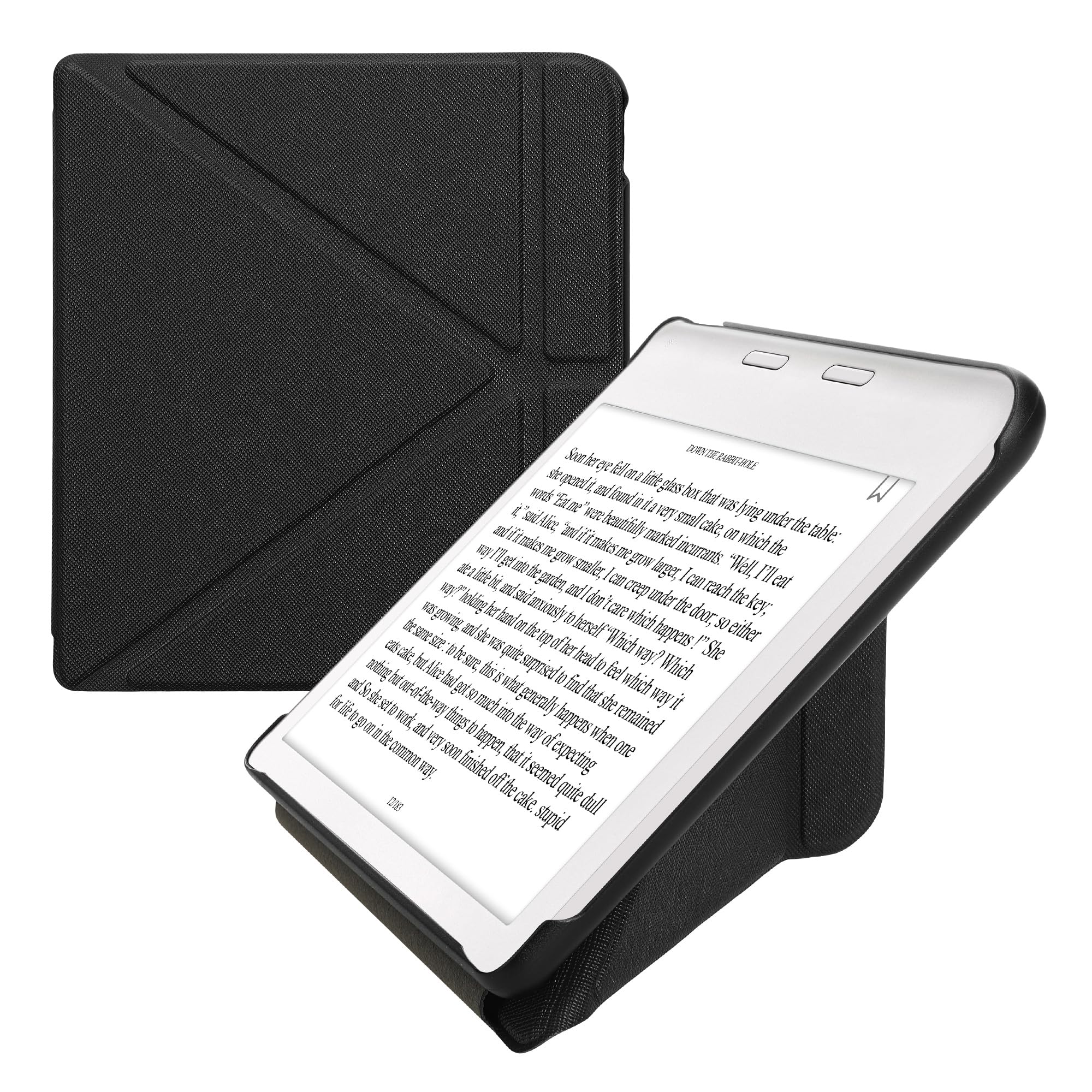 kwmobile Origami Cover for Kobo Libra Colour Case - Slim PU Leather eReader Cover with Stand and auto sleep funktion - Black