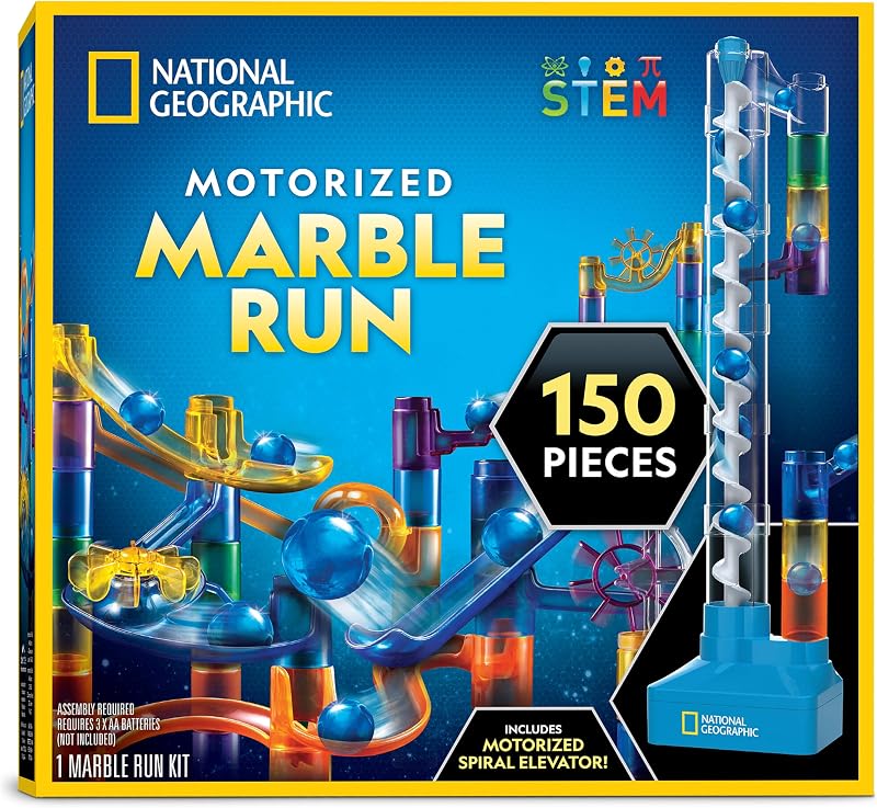 Blue Marble National Geographic Marble Run with Motorized Lift 150-Piece