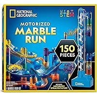 National Geographic Marble Run with Motorized Elevator - 150-Piece Marble Maze Kit with Motorized Spiral Lift, 30 Marbles, St