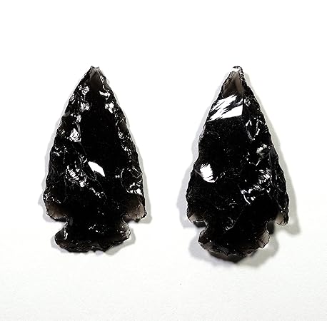 Amazon Co Jp N2 Stone Natural 黒曜石の矢じり 石刃 石器 石鏃 Obsidian 2個セット 約25 35mm 産出地 インド ホーム キッチン