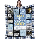CUJUYO Christian Gifts for Men, Dad, Son, Brother, Him Blanket 60"x50" - Inspirational Religious Graduation/Birthday Gifts - Baptism Confirmation Gifts for Boys - Catholic Spiritual Gifts for Men