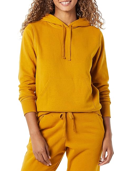 Amazon Essentials Women's Regular-Fit Fleece Pullover Hoodie (Available in Plus Size), Tobacco Brown, Small