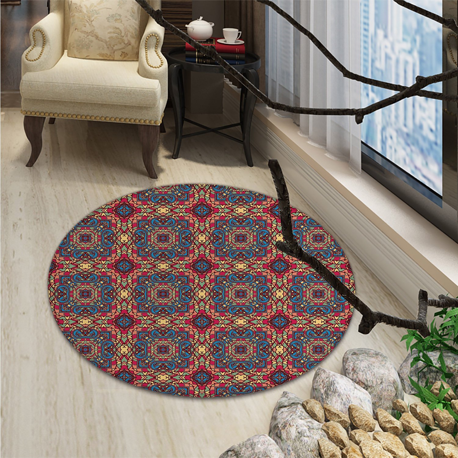 Amazon Com Vintage Round Rugs Arabesque Middle East Ottoman