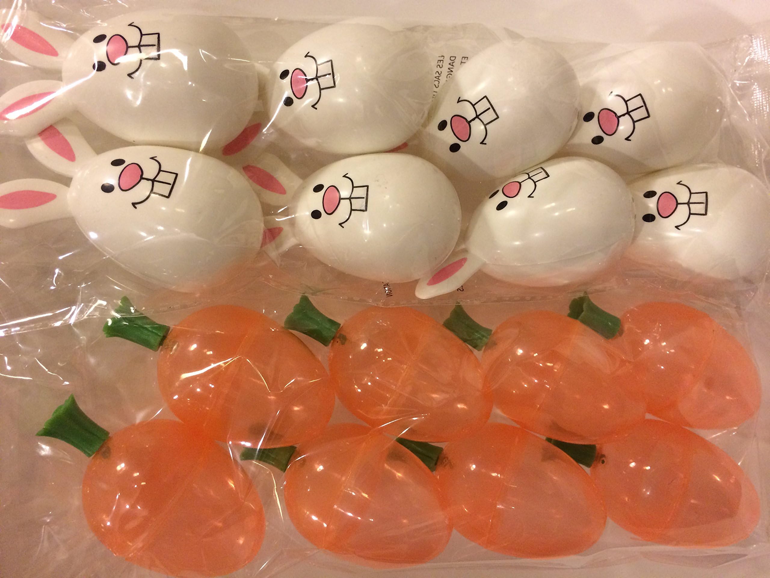 Easter Bunny Rabbit and Carrots Fillable Easter Eggs- 16 pieces