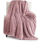 Bedsure GentleSoft Fluffy Dusty Pink Throw Blanket Gifts for Women, Girls, Soft Fleece Cozy Fuzzy Sherpa Plush Warm Minky Thick Faux Fur Throws for Couch, Dark Pink Decor Blanket Gifts for Her, 50x60