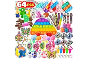 CINLILIAN 64PCS Party Favors for Kids 4-8,Fidget Toys Pack,Autism Sensory Toys,Stocking Stuffers,Classroom Treasure Box Bulk Prizes Reward, Pinata Fillers,Goodie Bags Stuffers for Birthday Carnival Prizes