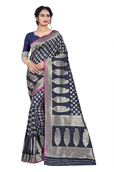 Sareeka Saree Womens Jacquard Art Silk Saree With Unstitched Blouse Piece