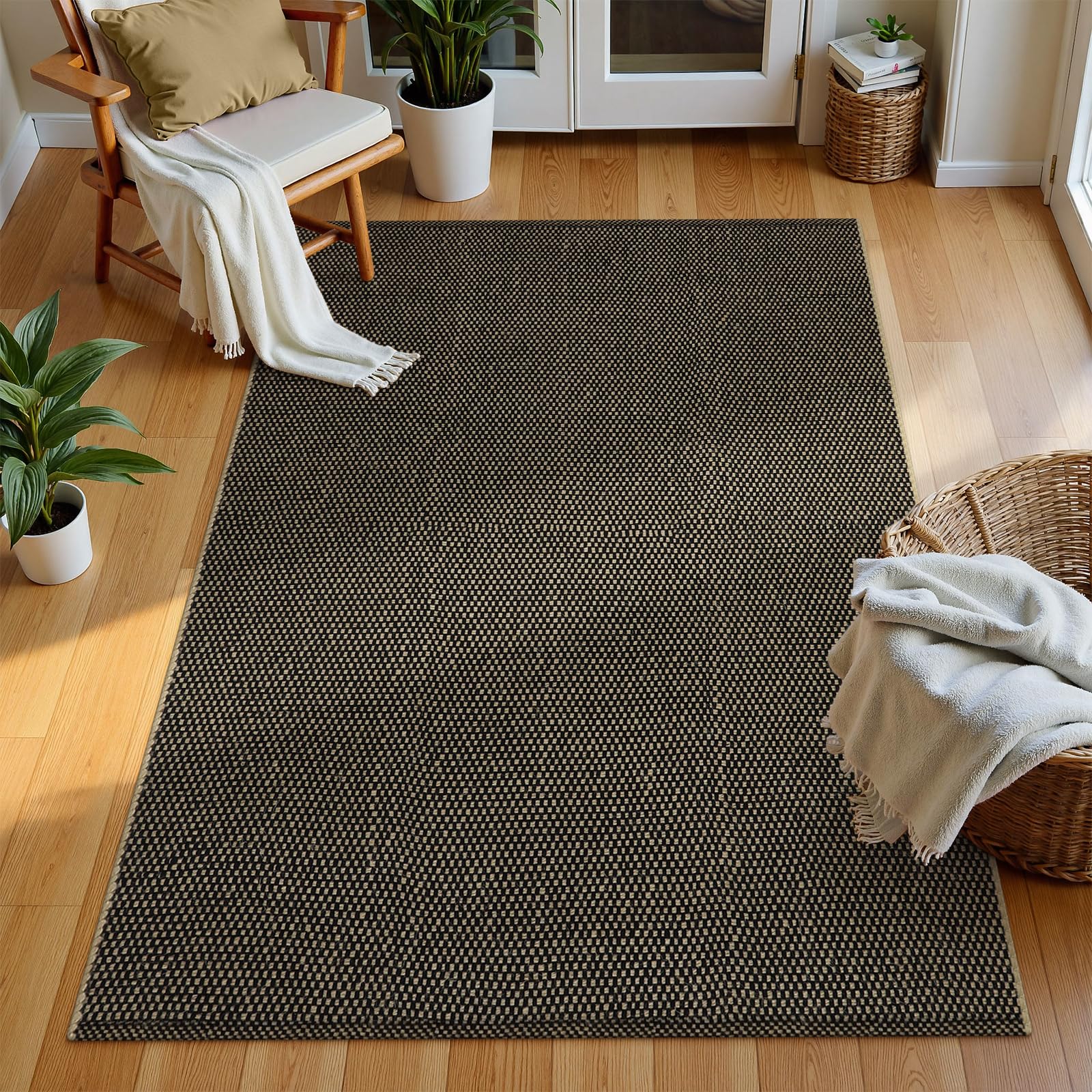 Moynesa Easy Jute Entryway Rug - 3x5 Area Rug, Natural Fiber, Hand ...