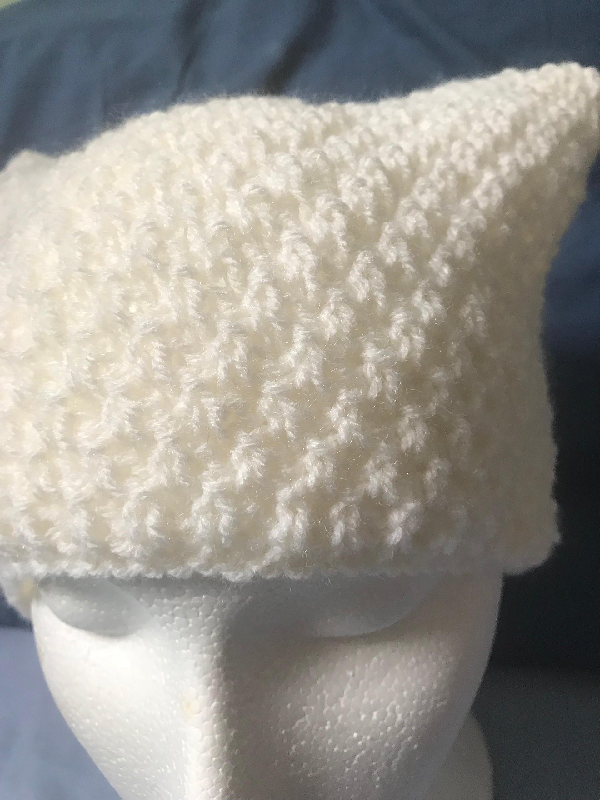 Off White Beanie Hat with Ears
