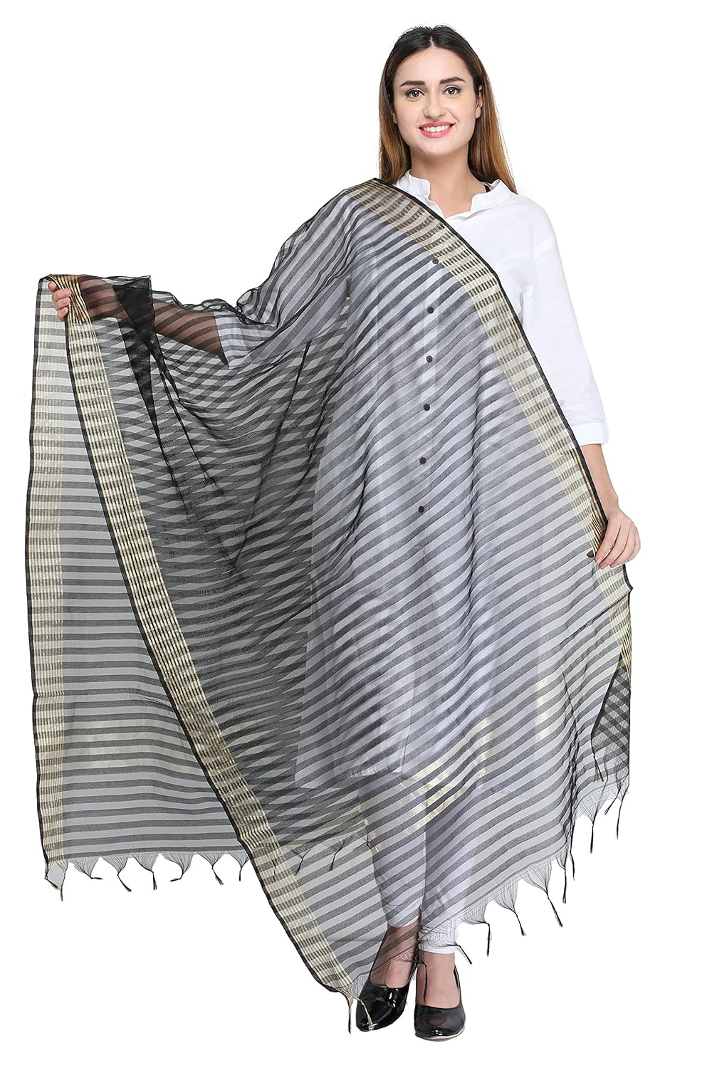 aksara chanderi striped dupatta