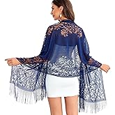 ZYSC Women's Floral Lace Scarf Shawl with Tassels for Wedding Evening Party Dresses