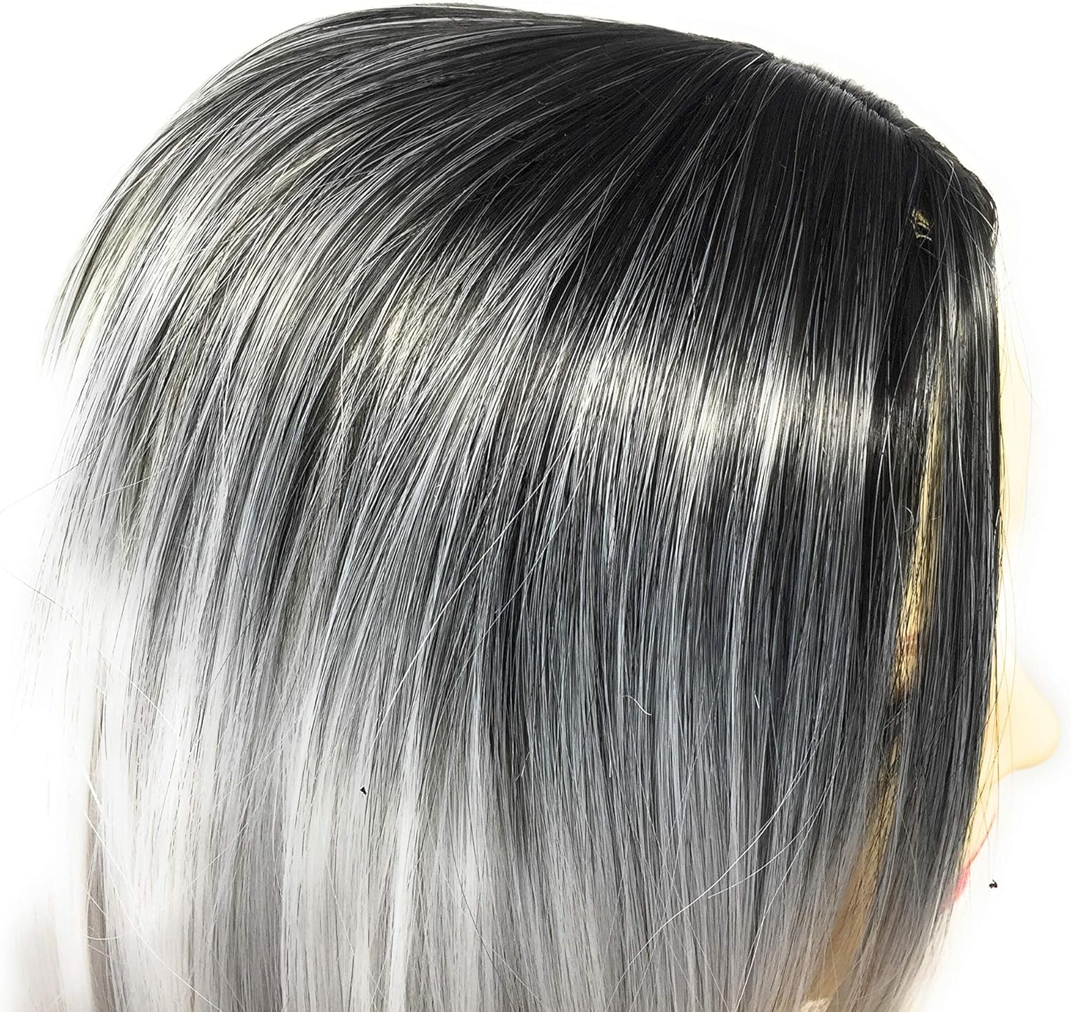eBoutik, Long Grey Ombré Wig for Women, Silver Costume Hairpiece for Halloween Cosplay & Fancy Dress - Image 5