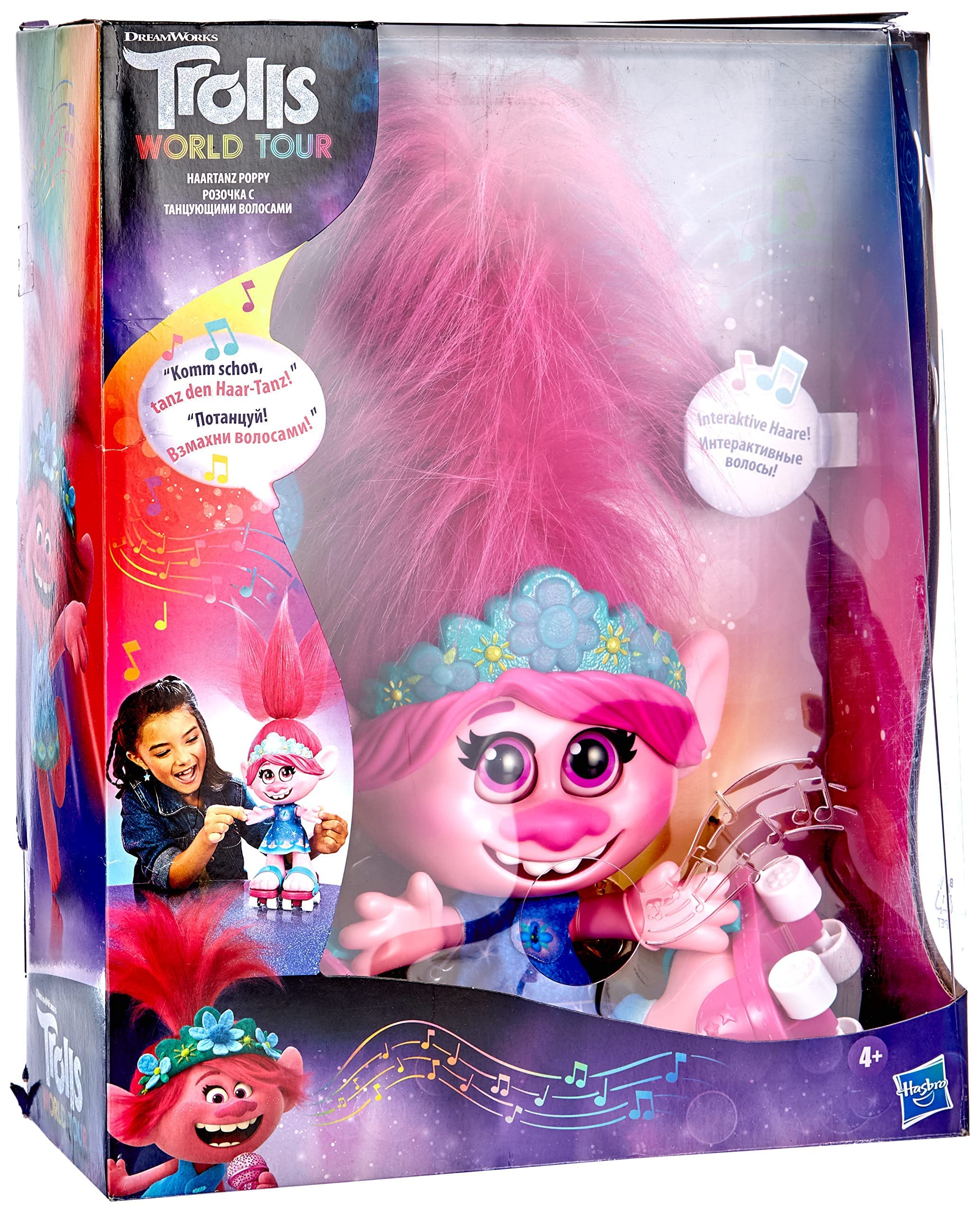 DreamWorks Trolls World Tour Hair Dance Poppy, Interactive, Talking and Singing Doll with Moving Hair, for Girls and Boys from 4 Years