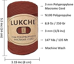 Lukche 3mm Premium Polyester Macrame Cord