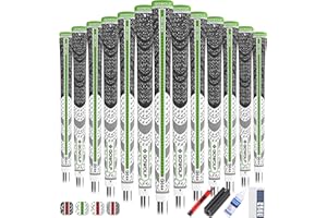 Gowolf Premium Cross Corded Natrual Rubber Golf Grips 13 Pack, Back Rib Improved Control Multi-compound Hybrid Golf Club Grips with 15pc Tapes or Full Kits