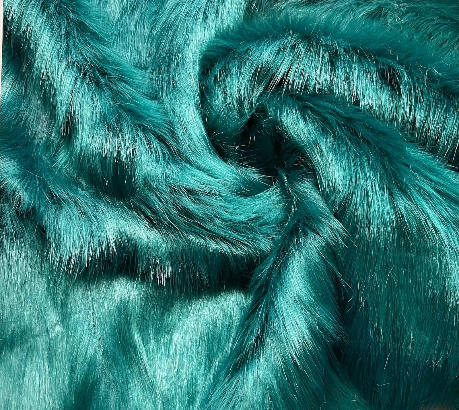 Super Luxury Faux Fur Fabric Material - Petrol, 1Mtr - 150cm x 100cm